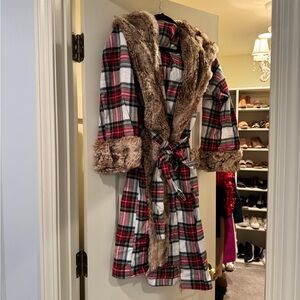 Pottery Barn Plaid Teddy Jacket with Faux Fur